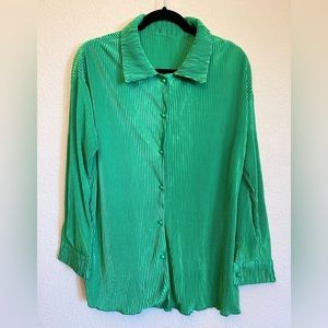 Electric green plisse Set, long sleeve, size M and L
